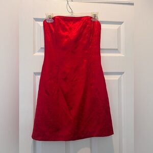 Jessica McClintock Red Satin Mini Dress Sz 8 (runs small)